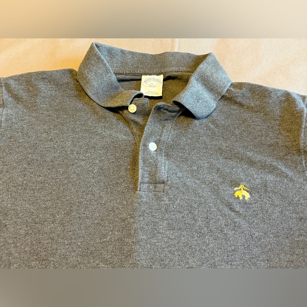 Classic Brooks Brothers 1818 Gray Polo Shirt Men XL Slim Fit 100% Cotton